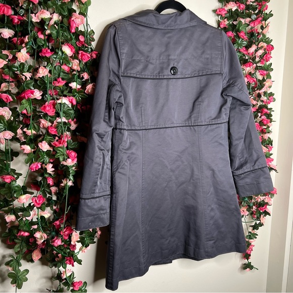 Soia & Kyo Dark Gray Trench Coat Jacket Full Length Women Size Large Big Button - Picture 7 of 9